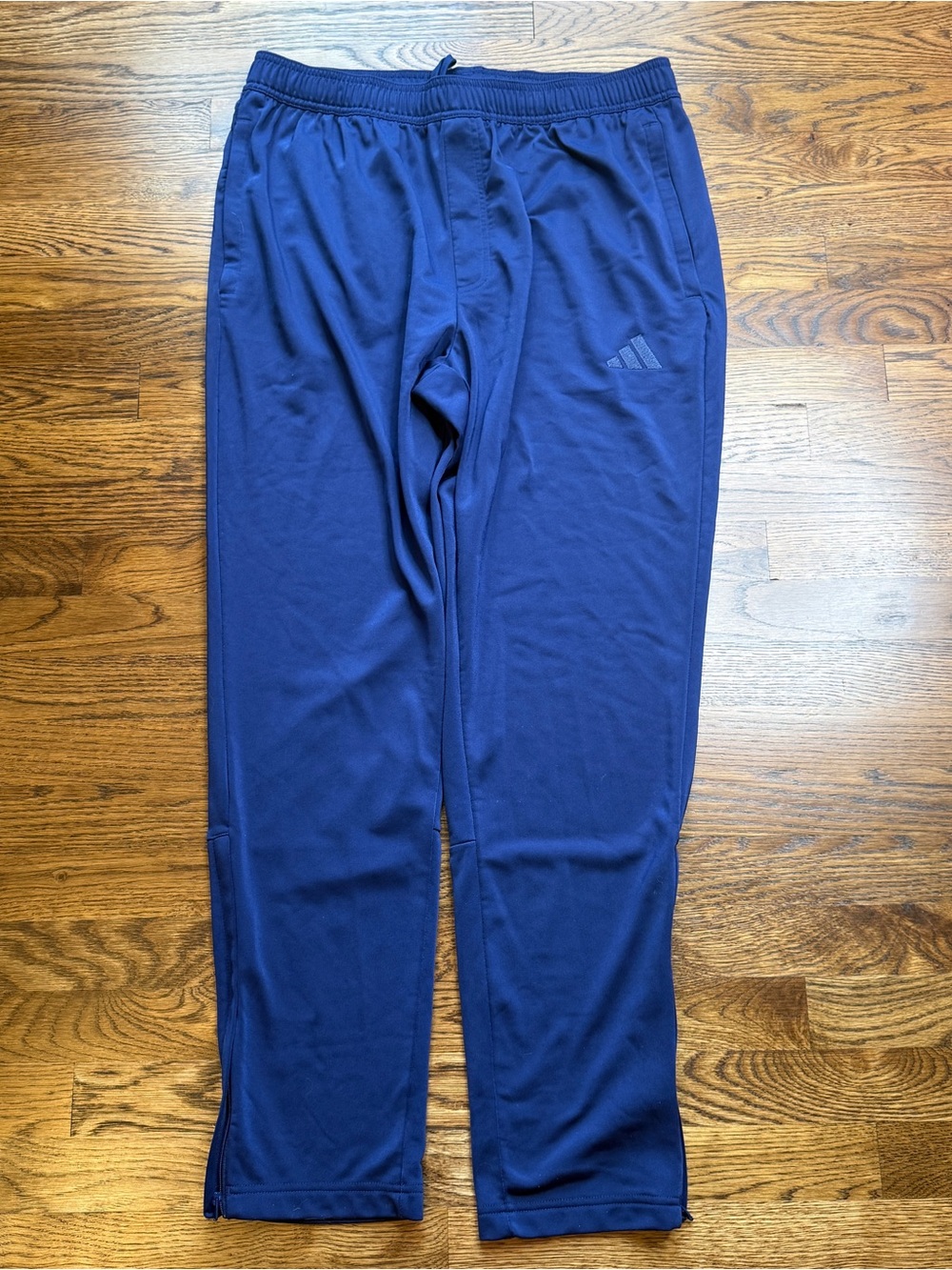 Adidas Men’s Tricot Navy Athletic Track Training Pants Zippered Ankles Size XL